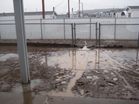 The Prison yard in the rain
